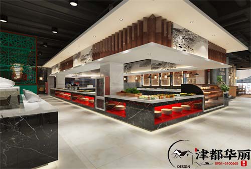 银川津都华丽装饰|银川金港城自助火锅店设计方案鉴赏|现代时尚与传统文化魅力的交融
